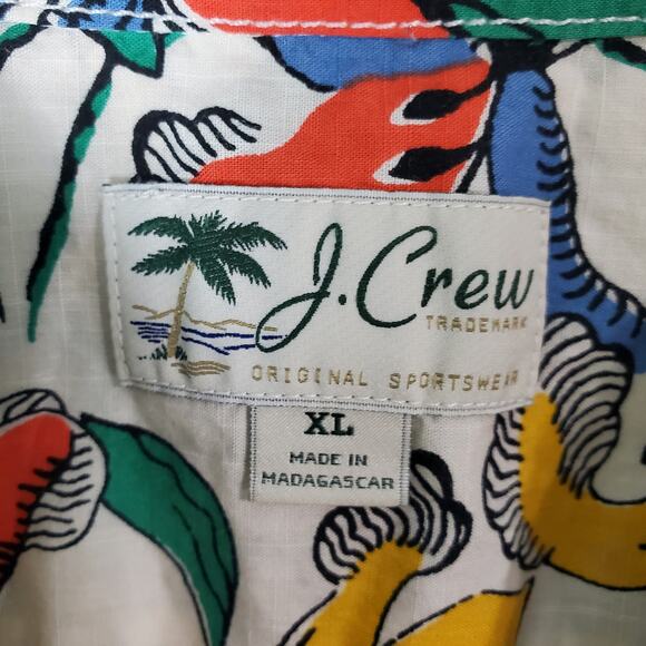 J.Crew Tropical Floral Print Camp Collar Short Sleeve Button Up Shirt Size XL - Picture 3 of 6